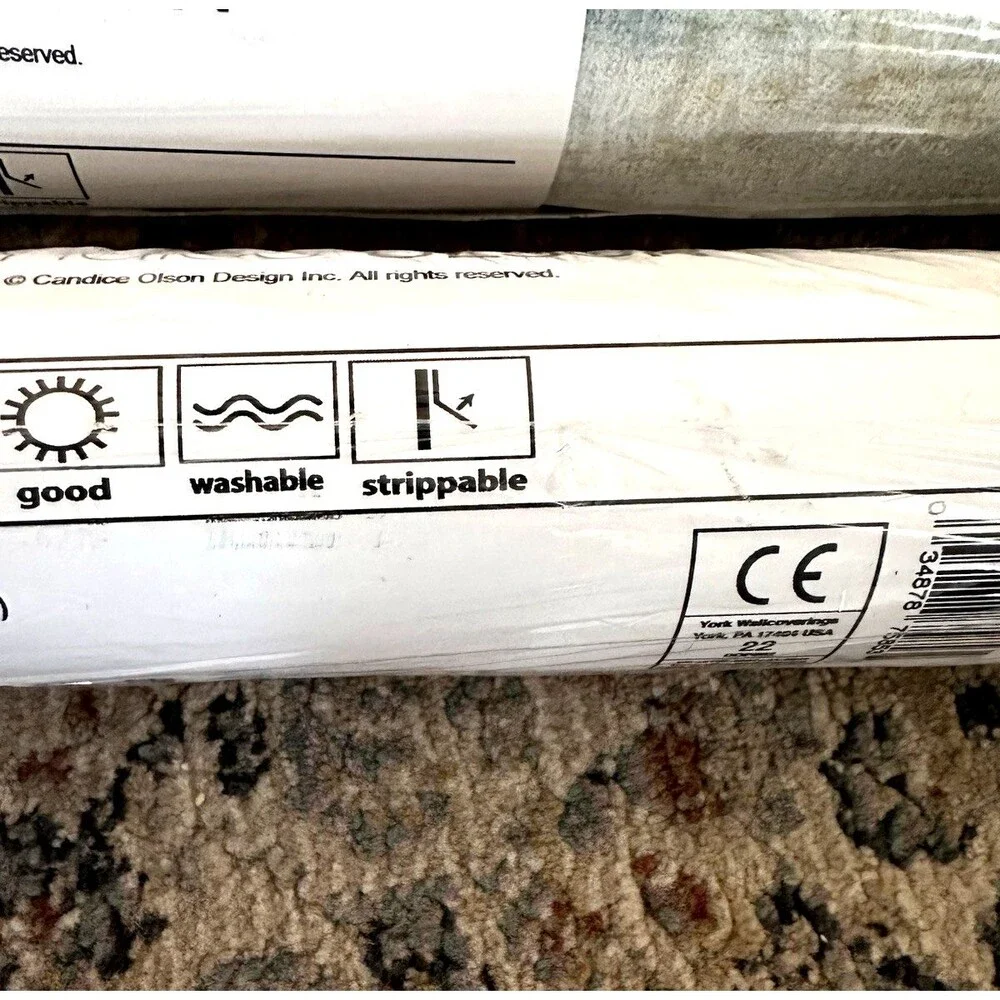 2 NEW Candice Olson Wallpaper Rolls PSW1099RL Peel n Stick Blue 90 Sq Ft. Spa